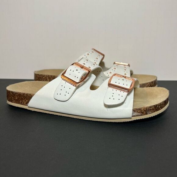 Girls SEYCHELLES Studded White Buckle Strap Sandals / Size 3 - Picture 1 of 8